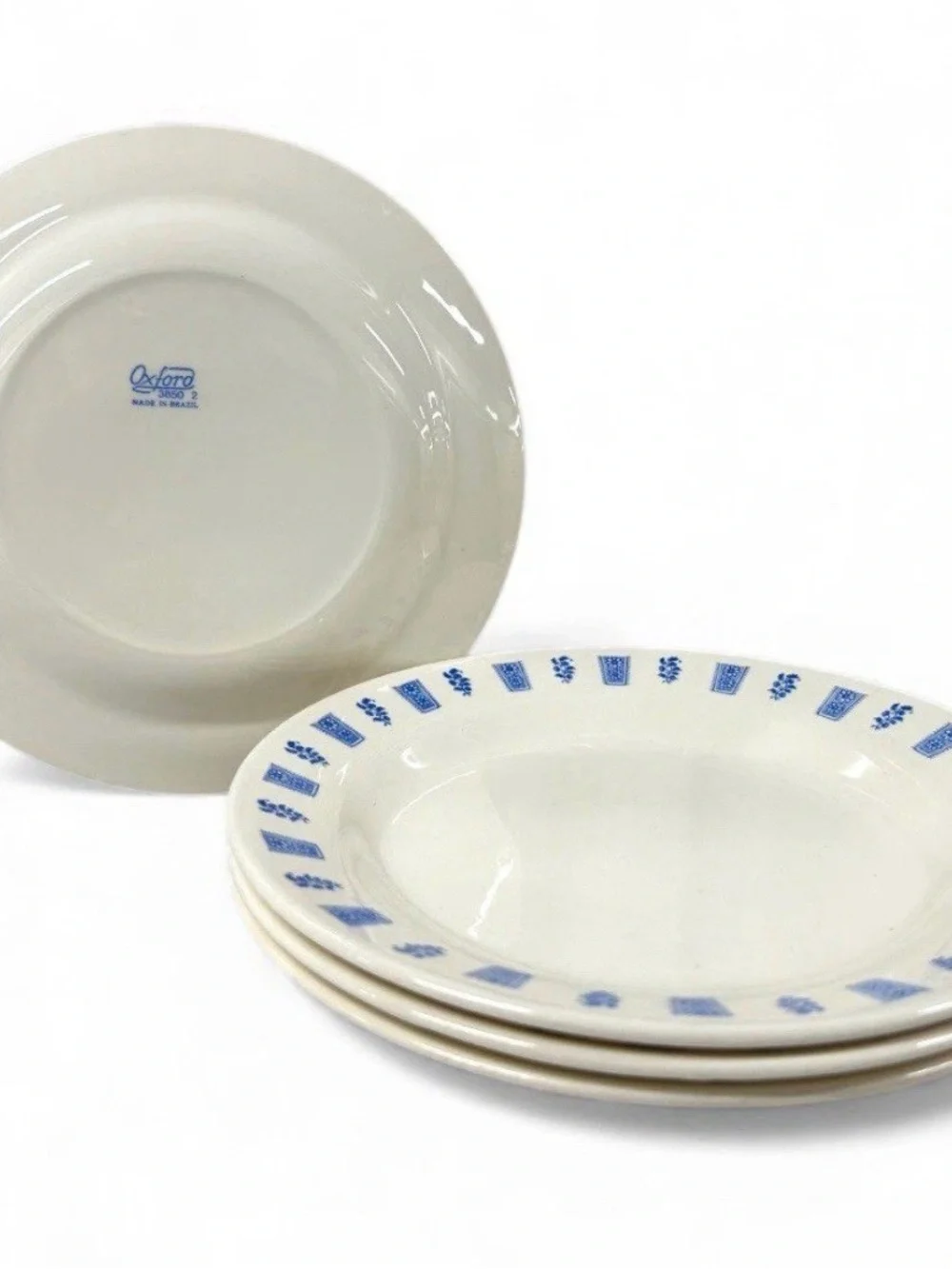 Vintage Oxford Brazil 3850-2 Blue Floral Dinnerware Set 12 Pc Stoneware